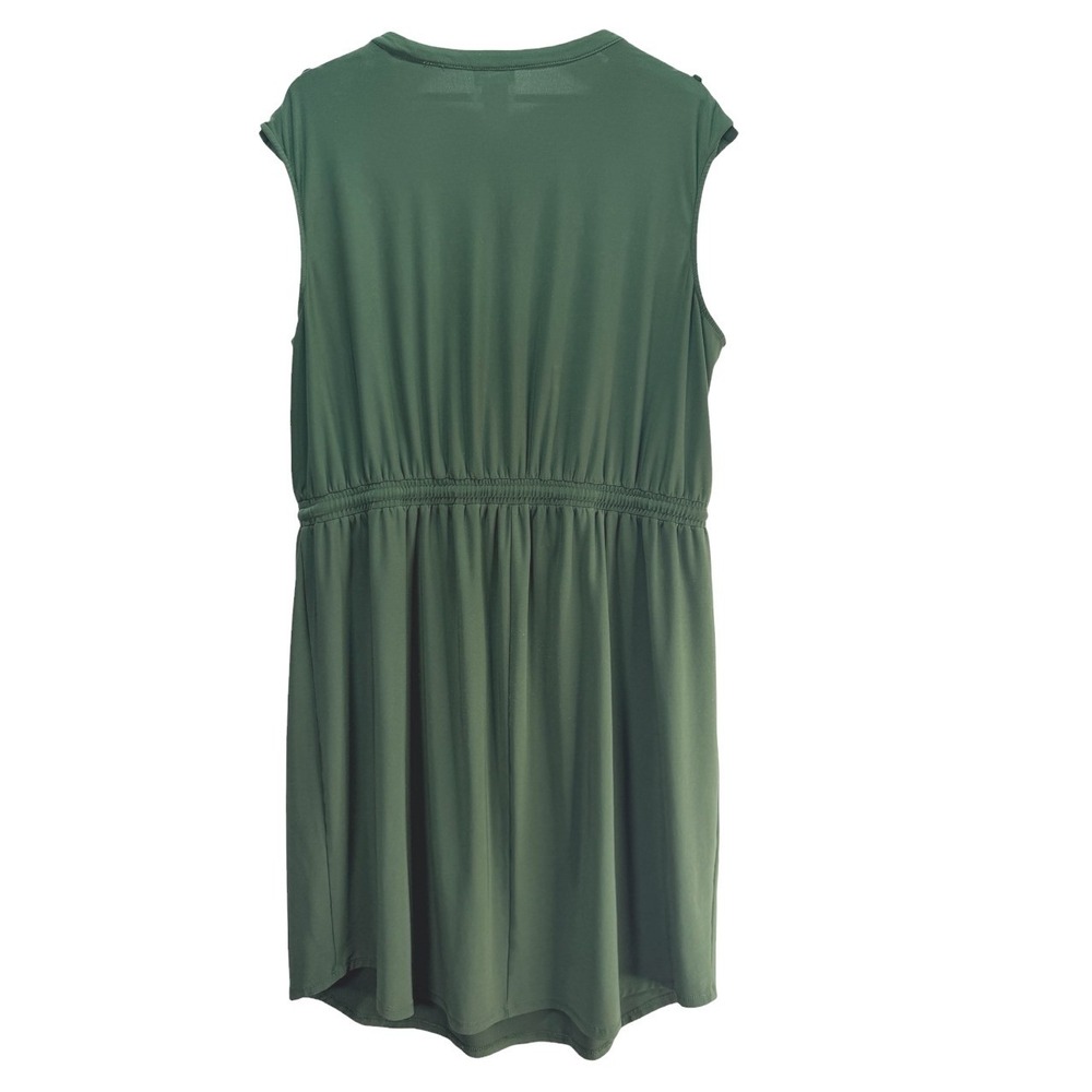 Soho Apparel Utility Dress Womens 2X Olive Safari Military 1/2 Zip Stretch Waist - Picture 2 of 8